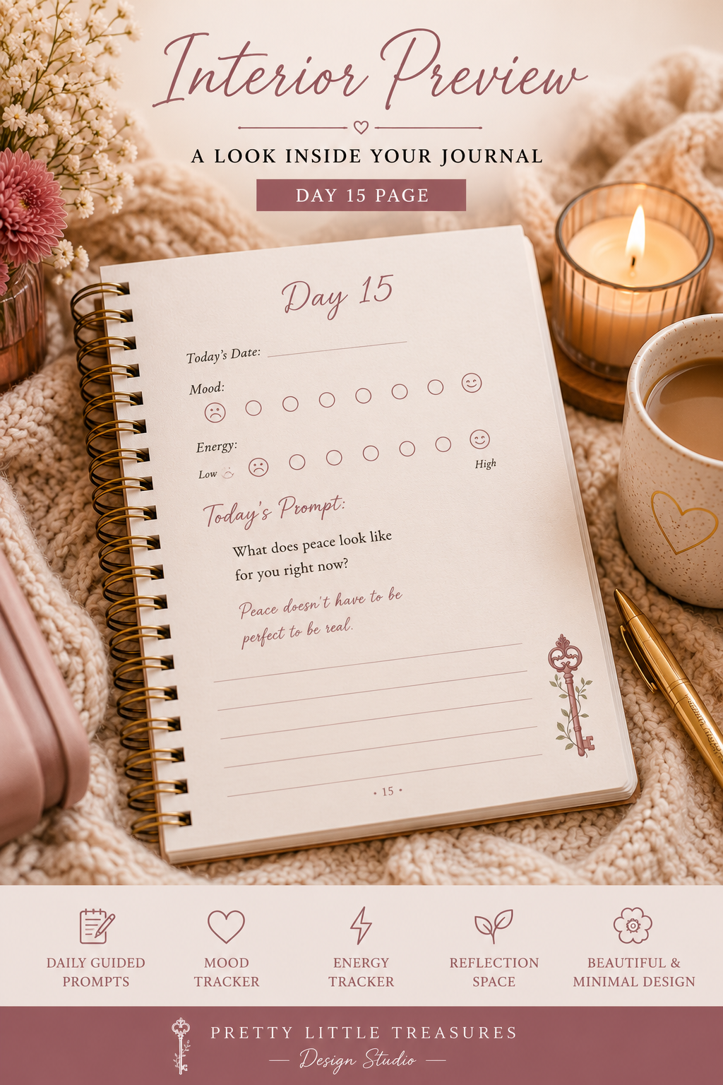A Cozy Little Reset | 30-Day Guided Self-Care Journal | Printable PDF