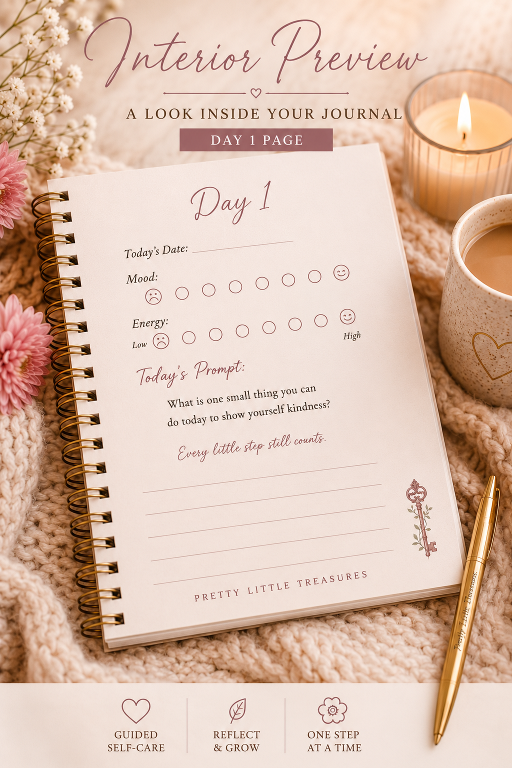 A Cozy Little Reset | 30-Day Guided Self-Care Journal | Printable PDF